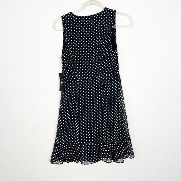 Lulus You Got It Black Polka Dot Mini Dress Sleeveless Ruffle V-Neck Womens Smal - Picture 3 of 11